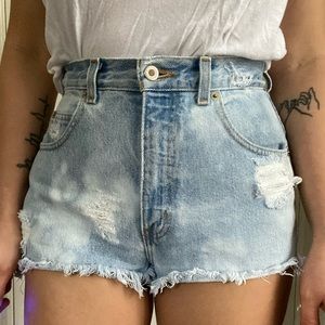distressed jean shorts